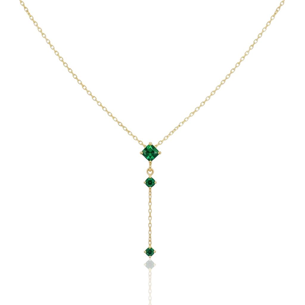 collier y acier inoxydable strass vert