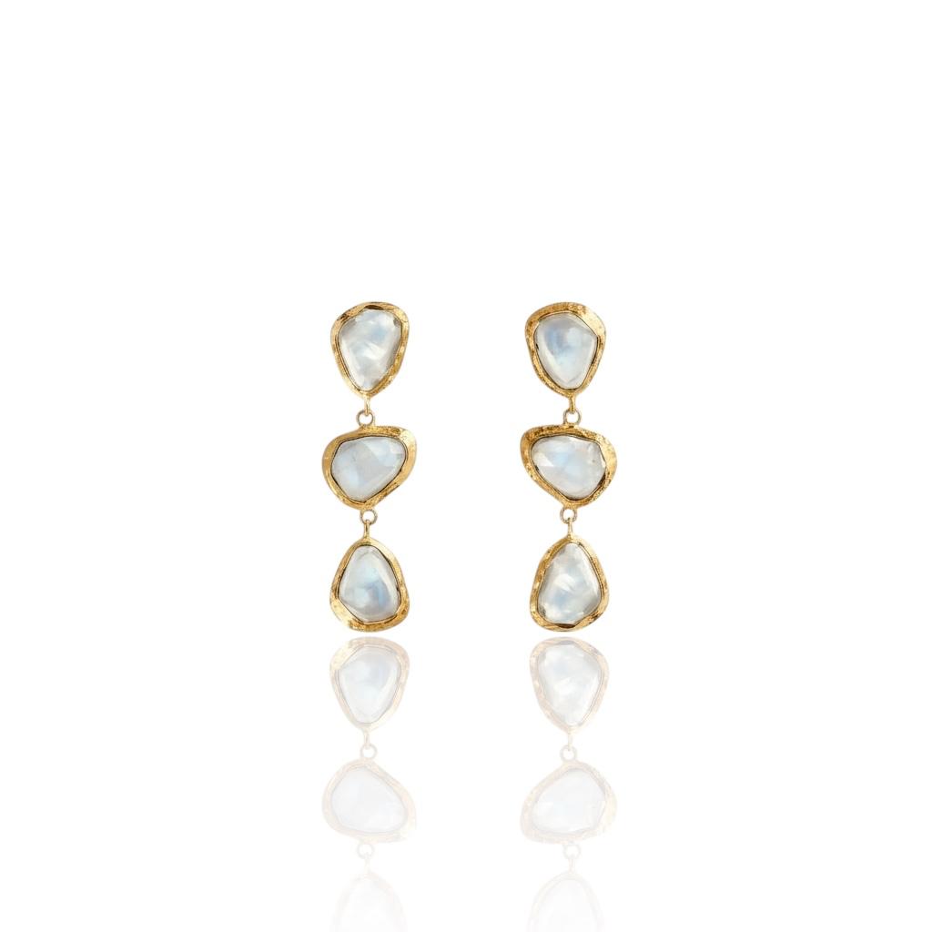 boucles pendante perles acier inoxydable doré