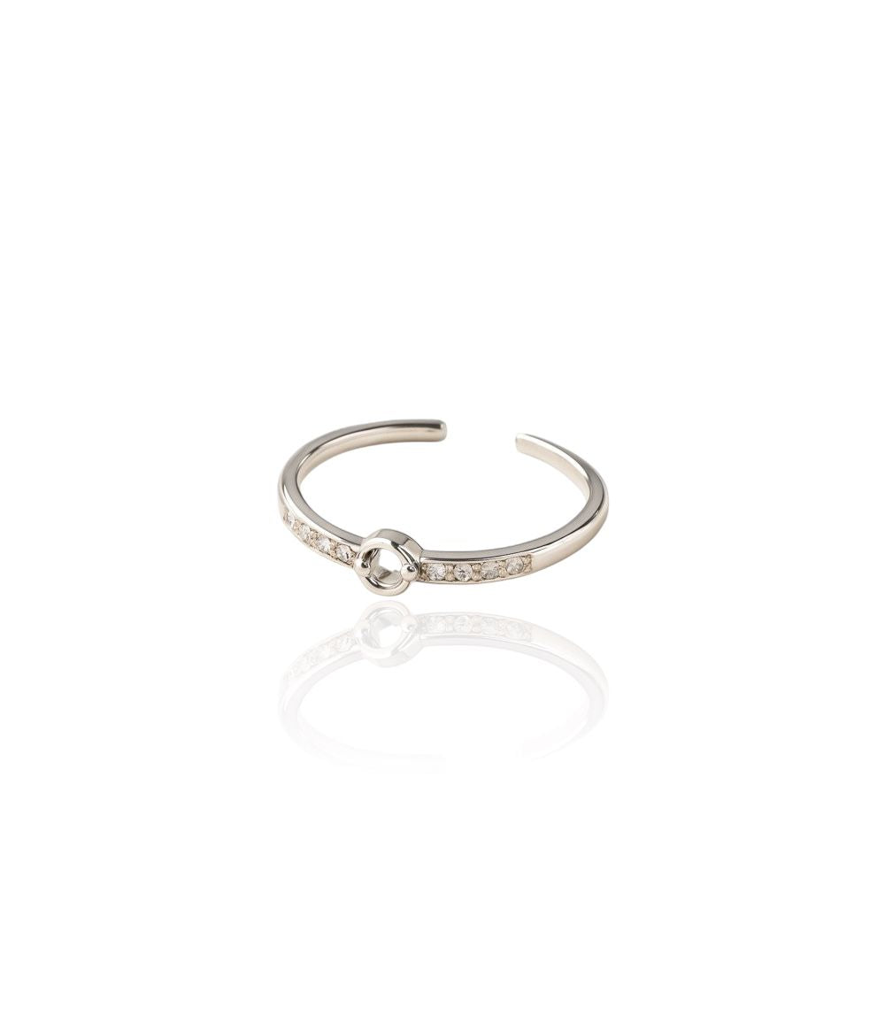 Bague ajustable en argent sterling plaqué or 18K, incrustée de zircons brillants, bijou raffiné et lumineux
