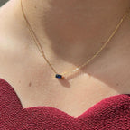 collier fin pierre bleu acier inoxydable