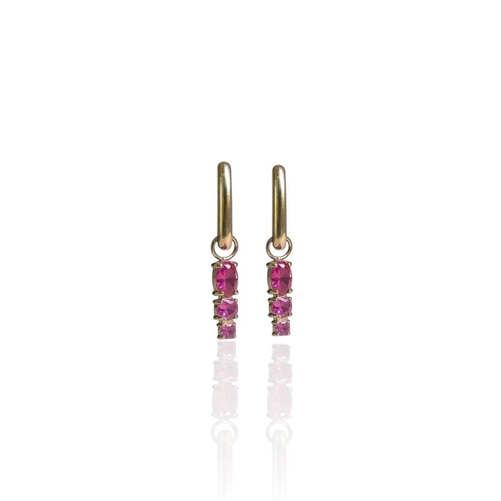 Boucles d’oreilles fines en acier inoxydable doré avec pendentifs en zircone scintillants – Sorora Jewelry
