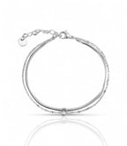 Bracelet fin en acier inoxydable avec maille contrastée et strass central