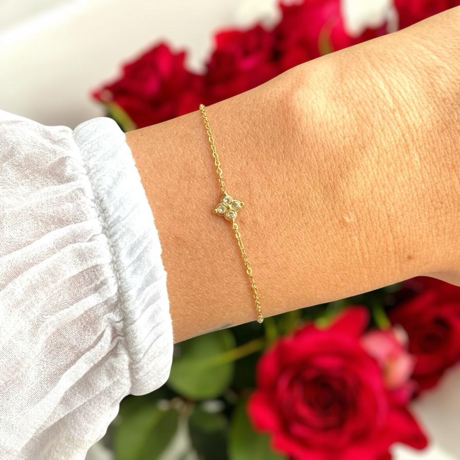 bracelet trèfle doré acier inoxydable