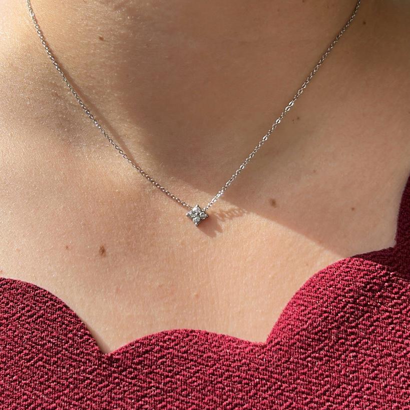 collier argenté acier inoxydable 304L strass