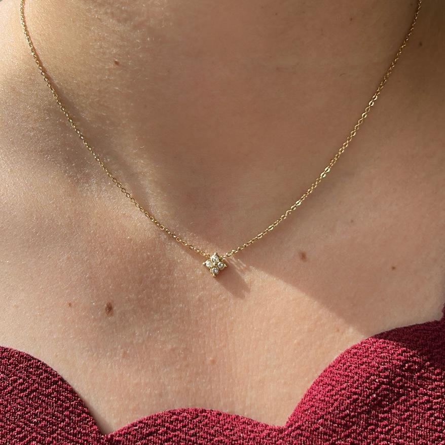 collier fin acier inoxydable trèfle 