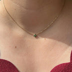 collier strass vert acier inoxydable